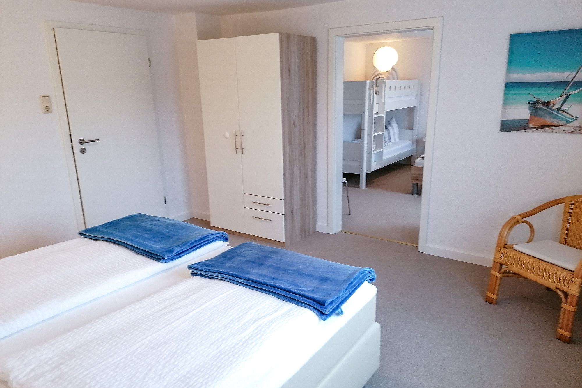 Nordseeblick Baltrum Ferienwohnung 8 Schlafzimmer mit Doppelbett